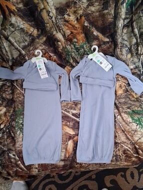 Kids Ribbed Two-Piece Pajama Set in Light Gray set of 2 perfect for the twins
